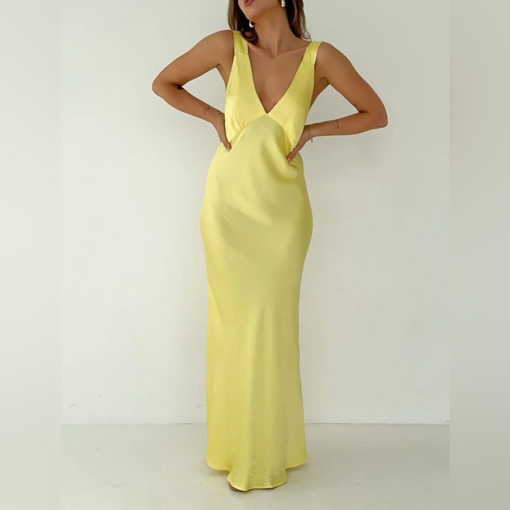 Rumored Sunset Strip Maxi Dress | size XS | yellow